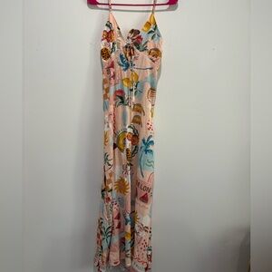 Colorful Tropical Print Maxi Dress